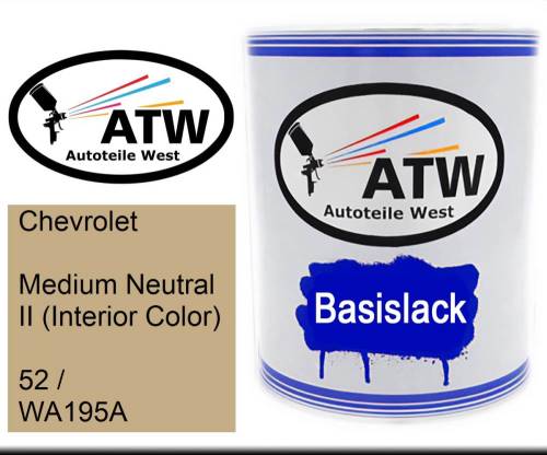 Chevrolet, Medium Neutral II (Interior Color), 52 / WA195A: 1L Lackdose, von ATW Autoteile West.